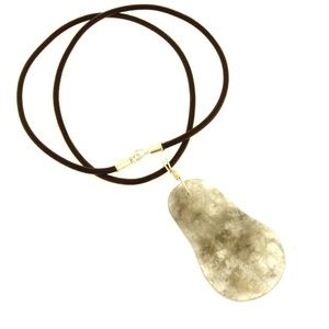 Gray Quartz Unisex Wire Wrap Necklace Leather Cord
